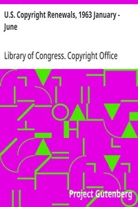 U.S. Copyright Renewals, 1963 January - June — Library of Congress. Copyright Office cover