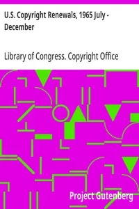 U.S. Copyright Renewals, 1965 July - December — Library of Congress. Copyright Office cover