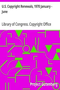 U.S. Copyright Renewals, 1970 January - June — Library of Congress. Copyright Office cover