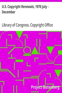 U.S. Copyright Renewals, 1970 July - December cover