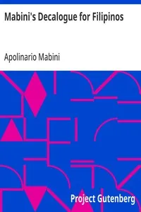 Mabini's Decalogue for Filipinos — Apolinario Mabini cover