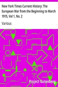 New York Times Current History: The European War from the Beginning to March 1915, Vol 1, No. 2: Who Began the War, and Why? — Various cover