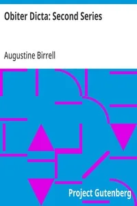 Obiter Dicta: Second Series — Augustine Birrell cover