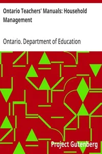 Ontario Teachers' Manuals: Household Management — Ontario. Department of Education cover