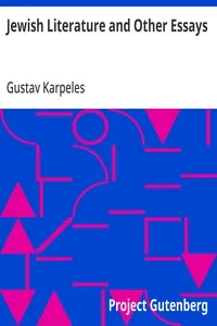 Jewish Literature and Other Essays — Gustav Karpeles cover