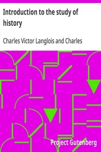 Introduction to the study of history — Charles Seignobos cover