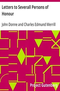 Letters to Severall Persons of Honour cover