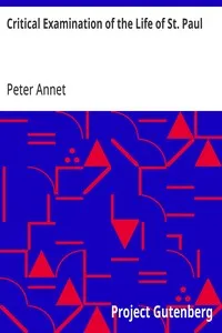 Critical Examination of the Life of St. Paul — Peter Annet cover