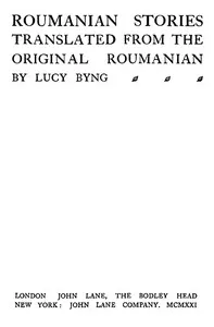 Roumanian Stories, Translated from the Original Roumanian — Anonymous cover