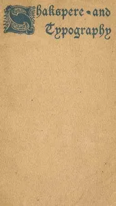 Shakspere & Typography — William Blades cover