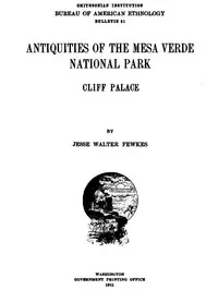 Antiquities of the Mesa Verde National Park: Cliff Palace — Jesse Walter Fewkes cover