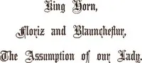 King Horn, Floriz and Blauncheflur, The Assumption of Our Lady — Anonymous cover