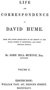 Life and Correspondence of David Hume, Volume 2 — John Hill Burton cover