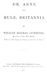 Dr. Arne and Rule, Britannia — William Hayman Cummings cover