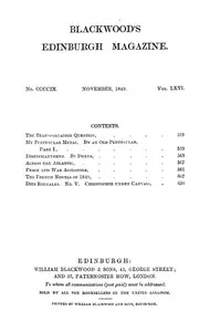 Blackwood's Edinburgh Magazine, Vol. 66, No 409, November 1849 cover