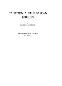 California Athabascan Groups — Martin A. Baumhoff cover