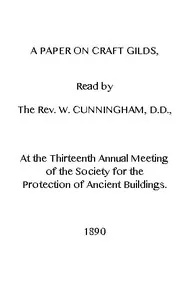 Craft Gilds — W. (William) Cunningham cover