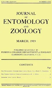 Journal of Entomology and Zoology, Vol. 11, No. 1, March 1919 — Various cover