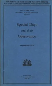 Special Days and Their Observance: September 1919 cover