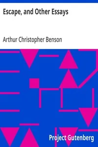 Escape, and Other Essays — Arthur Christopher Benson cover