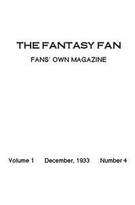 The Fantasy Fan, December 1933: The Fans' Own Magazine — Various cover