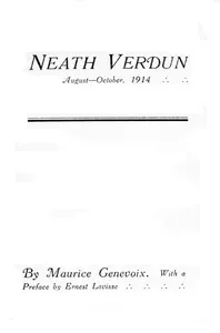 'Neath Verdun, August-October, 1914 cover