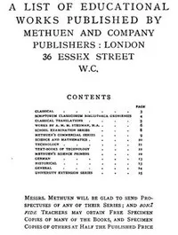A List of Educational Works Published by Methuen & Company - June 1900 — Methuen & Co. cover