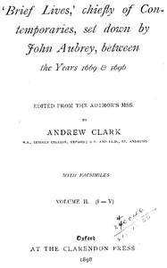 Brief Lives, Vol. 2 — John Aubrey cover