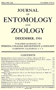 Journal of Entomology and Zoology, Vol. 06, No. 4, December 1914 — Various cover