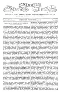 Chambers's Edinburgh Journal, No. 305: New Series, Saturday, November 3, 1849 — Various cover