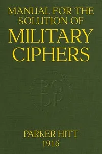 Manual for the Solution of Military Ciphers cover