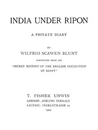 India under Ripon: A Private Diary — Wilfrid Scawen Blunt cover