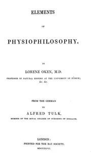 Elements of Physiophilosophy — Lorenz Oken cover
