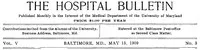 The Hospital Bulletin, Vol. V, No. 3, May 15, 1909 — Various cover