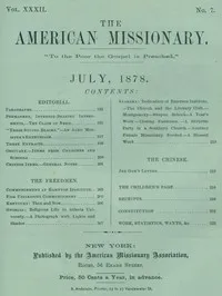 The American Missionary — Volume 32, No. 07, July 1878 — Various cover