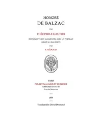 Honoré de Balzac — Théophile Gautier cover