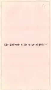 The Sabbath and the Crystal Palace — Anonymous cover