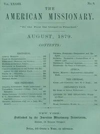 The American Missionary — Volume 33, No. 08, August, 1879 — Various cover