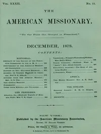 The American Missionary — Volume 32, No. 12, December, 1878 — Various cover