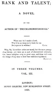 Rank and Talent; A Novel, Vol. 3 (of 3) — William Pitt Scargill cover