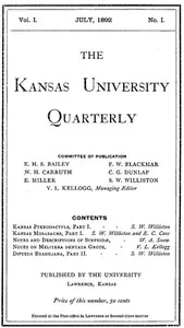 The Kansas University Quarterly, Vol. I, No. 1 (1892) — Various cover