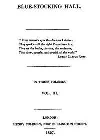 Blue-Stocking Hall, (Vol. 3 of 3) — William Pitt Scargill cover