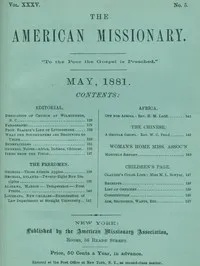 The American Missionary — Volume 35, No. 5, May, 1881 — Various cover