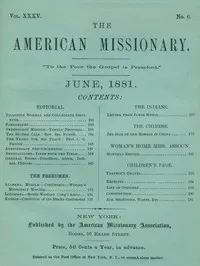 The American Missionary — Volume 35, No. 6, June, 1881 — Various cover