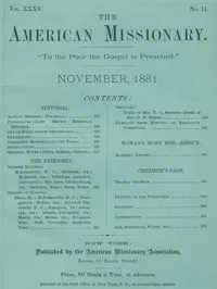 The American Missionary — Volume 35, No. 11, November, 1881 — Various cover
