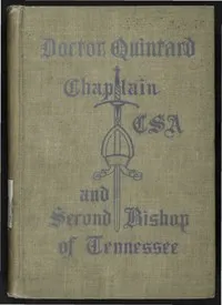 Doctor Quintard, Chaplain C.S.A. and Second Bishop of Tennessee: Being His Story of the War (1861-1865) — C. T. (Charles Todd) Quintard cover