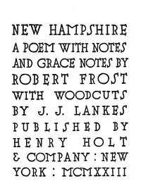 New Hampshire, A Poem; with Notes and Grace Notes — Robert Frost cover