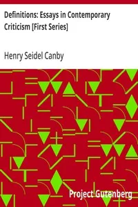 Definitions: Essays in Contemporary Criticism [First Series] — Henry Seidel Canby cover