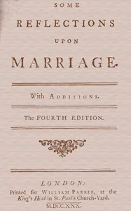 Some Reflections Upon Marriage.: With additions. cover