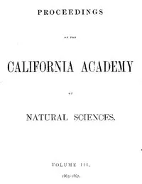 Proceedings of the California Academy of Sciences, Volume III, 1863-1867 — Various cover